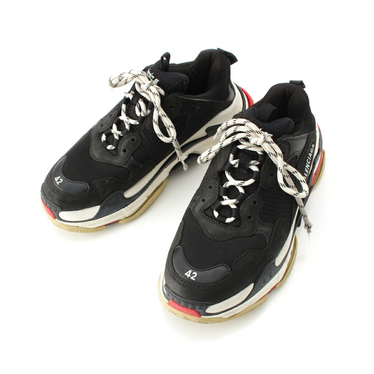 Rakuten - バレンシアガ BALENCIAGA トリプルエス ローカット スニーカー 533882 ブラック 42【中古】【正規品保証】