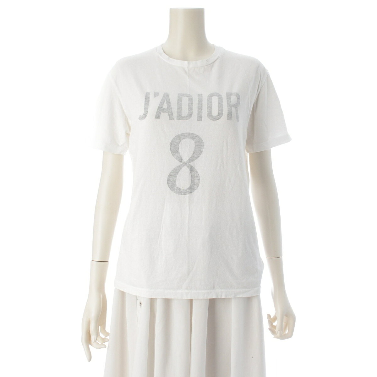 乐天商城 - ディオール Dior コットン リネン ロゴ J’ADIOR カットソー トップス 213T03TC001 ホワイト S【中古】【正規品保証】