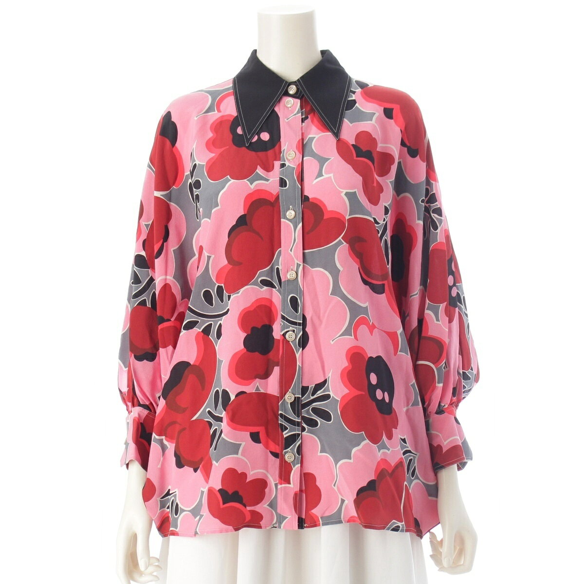 樂天商城 - グッチ GUCCI シルク コットン レーヨン フラワープリント 花柄 ブラウス 長袖シャツ トップス 521143 ピンク 36【中古】【正規品保証】