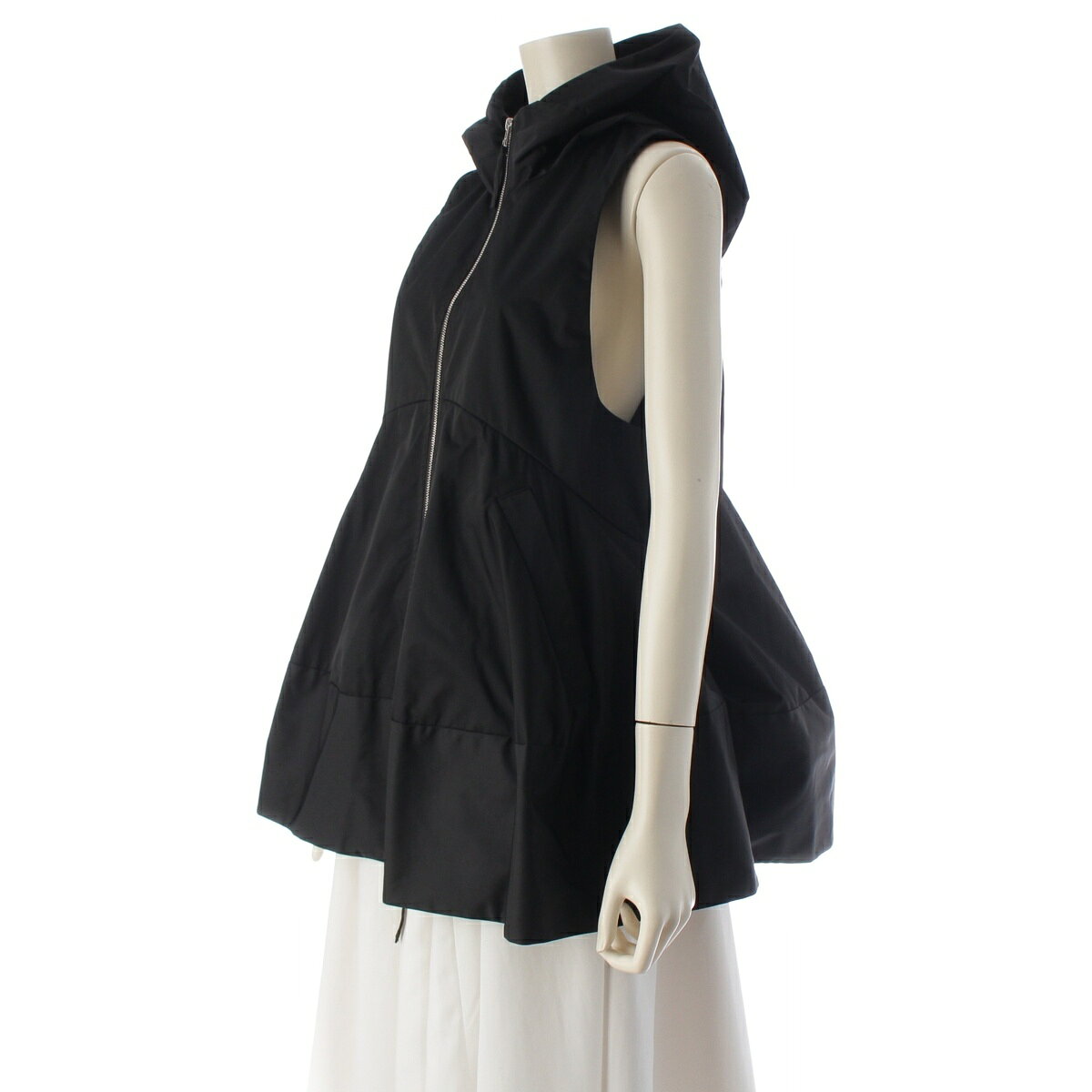 retroのエンフォルド ENFOLD 25SS ポリエステル ジップアップ ベスト パーカー 300IS130-1301 ブラック 38【中古】【正規品保証】｜アングル2