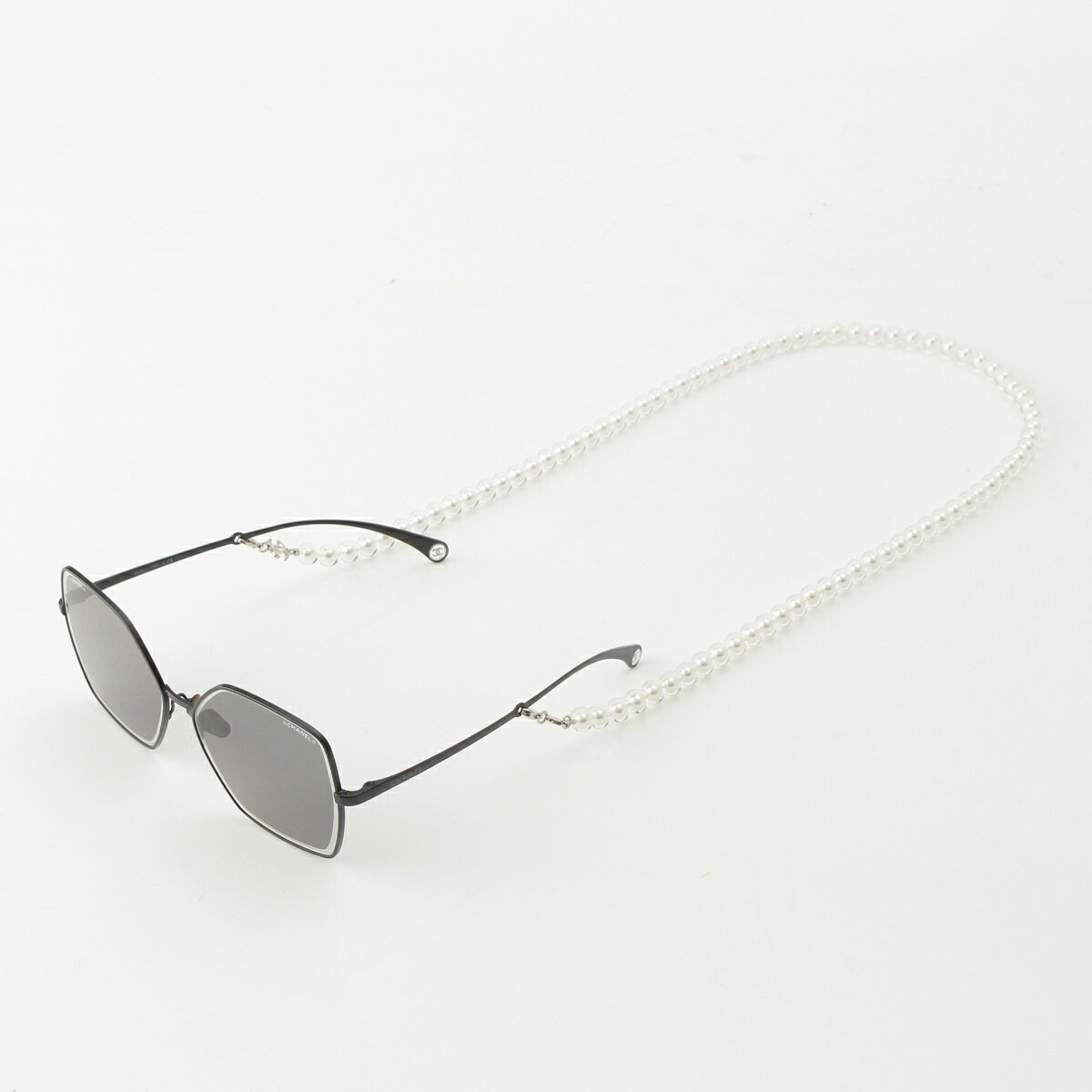 シャネル CHANEL アセテート パール バタフライシェイプ パールチェーン サングラス アイウェア 4262 ブラック 59□14【中古】【正規品保証】