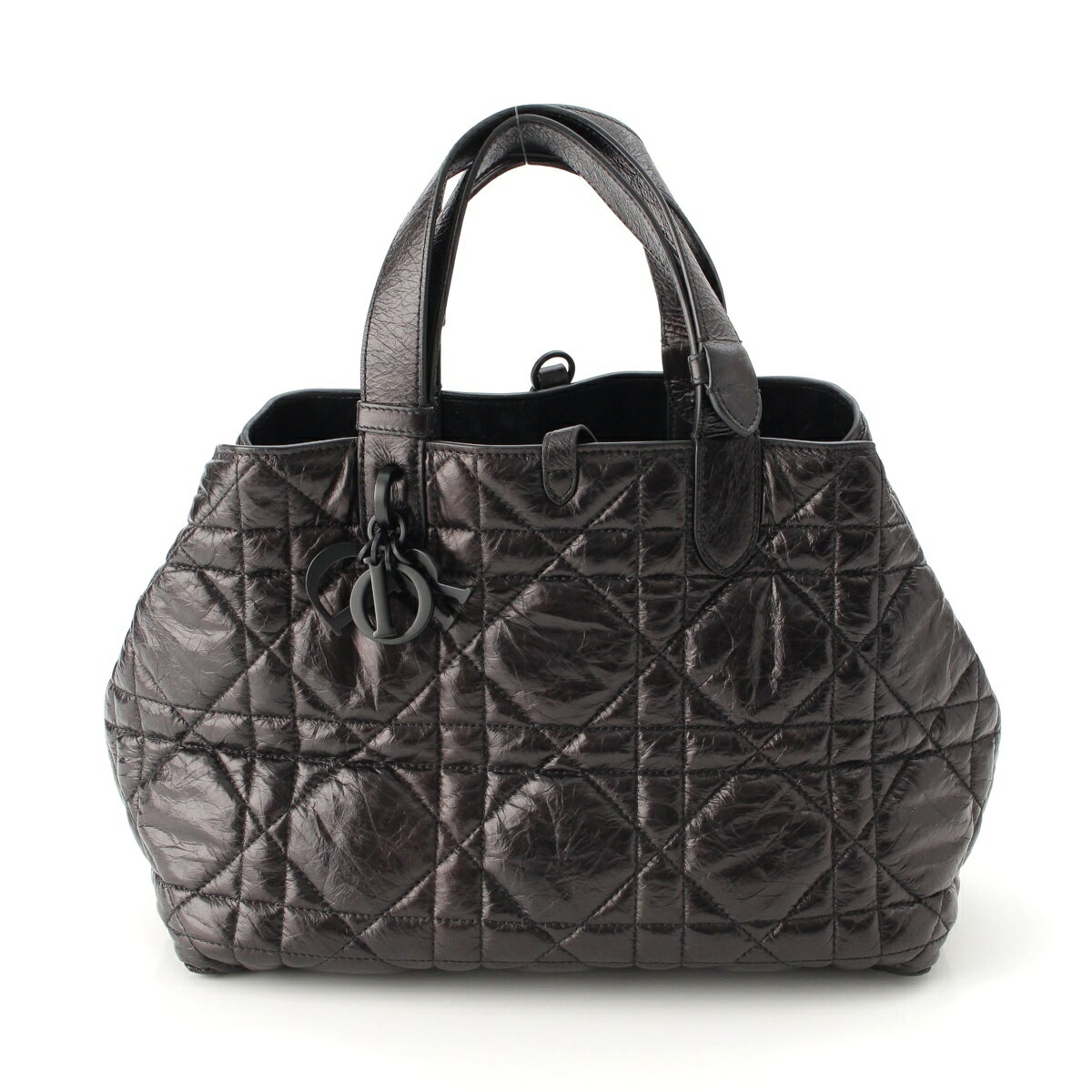 ディオール Dior Toujours トゥジュール ミディアム レザー マクロカナージュ トートバッグ ブラック【中古】【正規品保証】