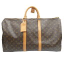 【新春クリアランスセール】 ルイヴィトン Louis Vuitton キーポル55 ボストンバッグ モノグラム 茶色 ブラウン系 レザー M41424 SP0944 カデナ 鍵 レディース メンズ 【中古 Bランク】☆送料無料☆ 当店通常価格 79800円