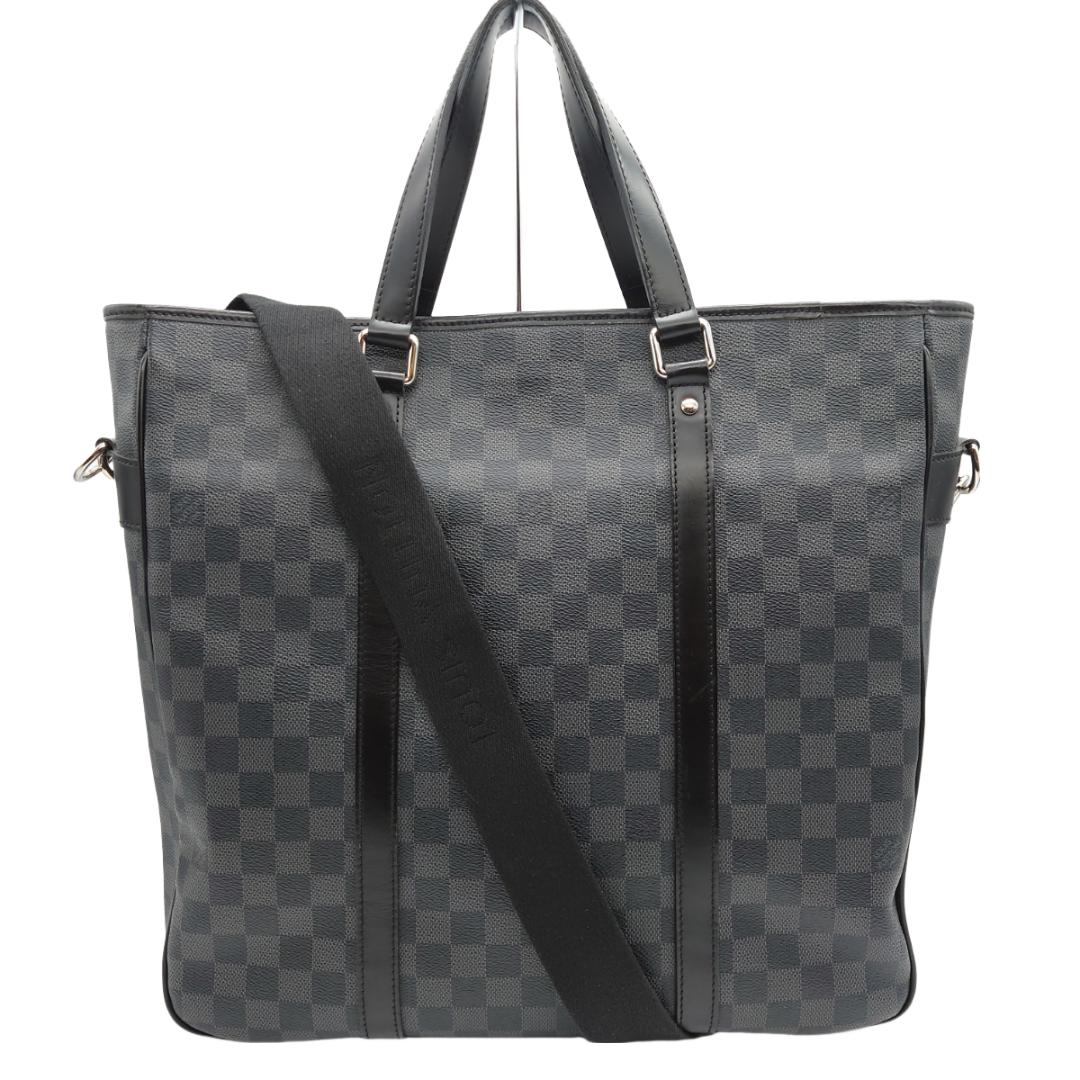 Louis Vuitton ルイヴィトン タダオPM NM ビジネスバッグ ブリーフバッグ トートバッグ ショルダーバッグ 2WAY ダミエ グラフィット ブラック グレー レザー N41467 メンズ 【中古 Bランク】☆送料無料☆ 当店通常価格134,800円