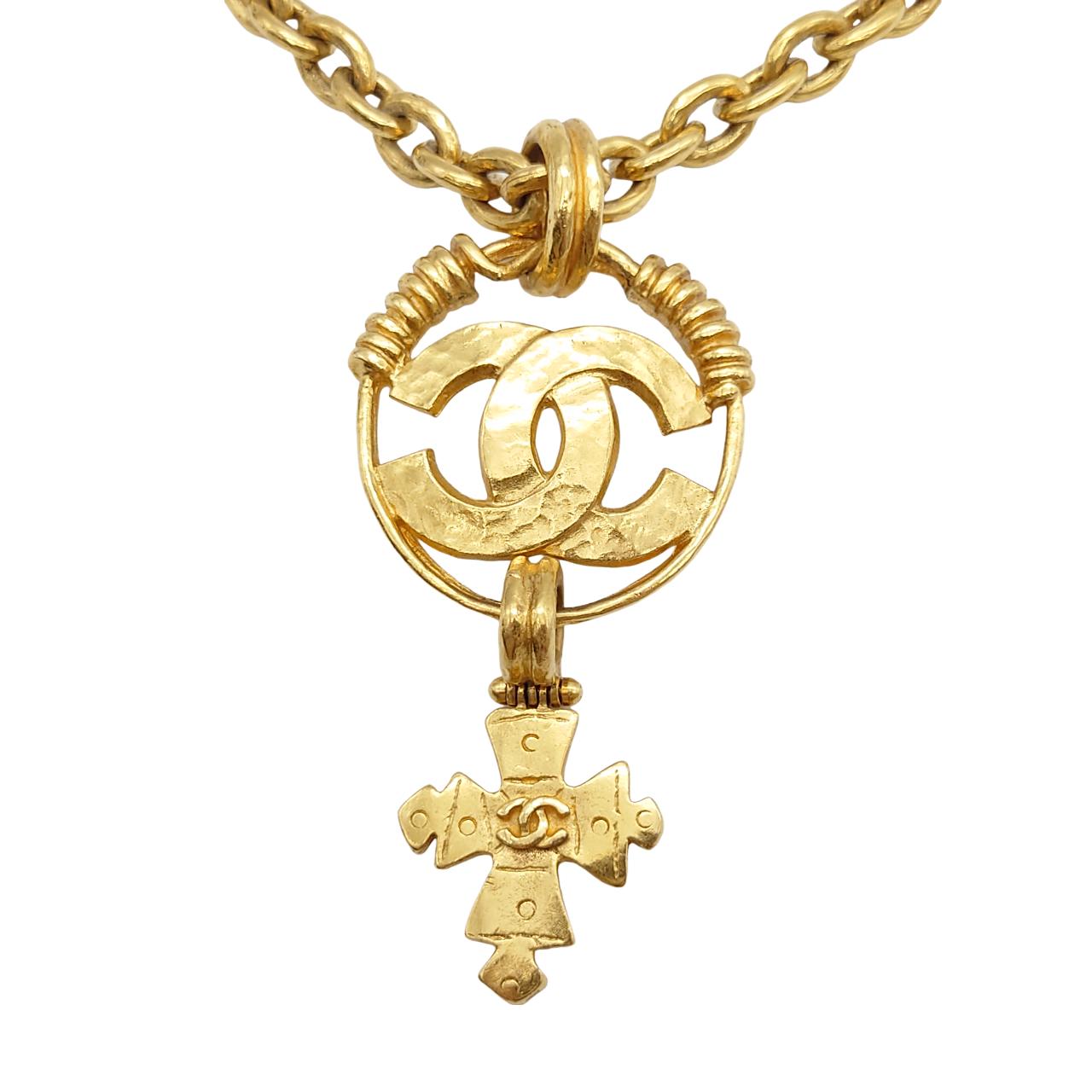 【お買い物マラソンセール&クーポン】シャネル CHANEL クロス ゴールドネックレス アクセサリー ココマーク ロゴデザイン ゴールド メタル 94P レディース メンズ 【中古 Bランク】☆送料無料☆