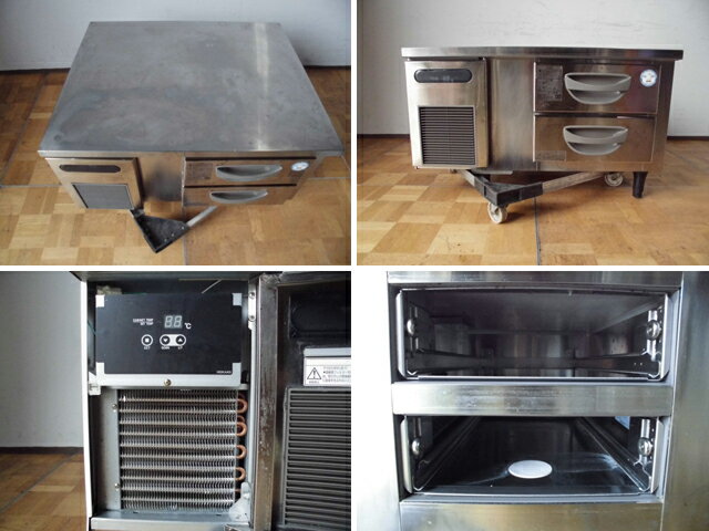 【中古】厨房 フクシマ 業務用 2段 ドロワーテーブル 冷蔵庫 TBW-30RM2 100V 75LW900×D750×H550mm