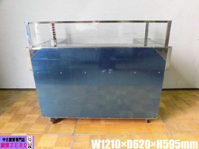 【中古】厨房 業務用 たこ焼 焼き台 移動式 架台 屋台台 カウンター 三面ガラス ステンレス 縁日 催事 ..