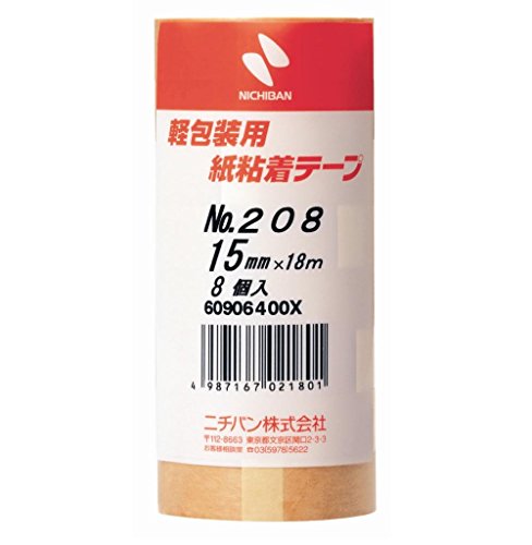 ニチバン マスキングテープ 15mm 18m 80巻入 208H-15BOX 茶色