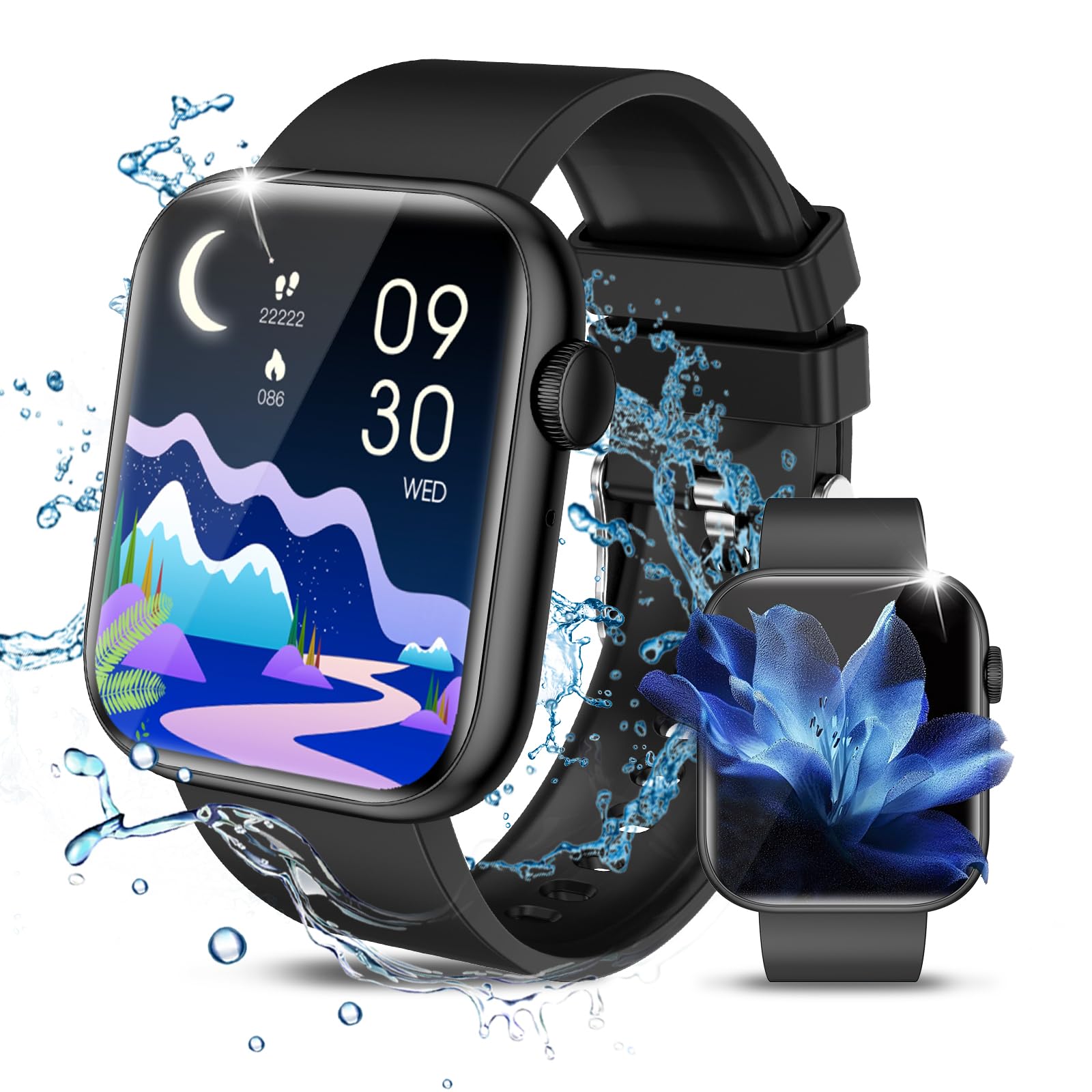 スマートウォッチ iPhone対応【2024年夏新モデル】Onefun スマートウォッチ Bluetooth5.3通話機能付き Smart Watch 1.85インチ大画面 メッセージ通知 100多種運動モード スポーツウォッチ 歩数…