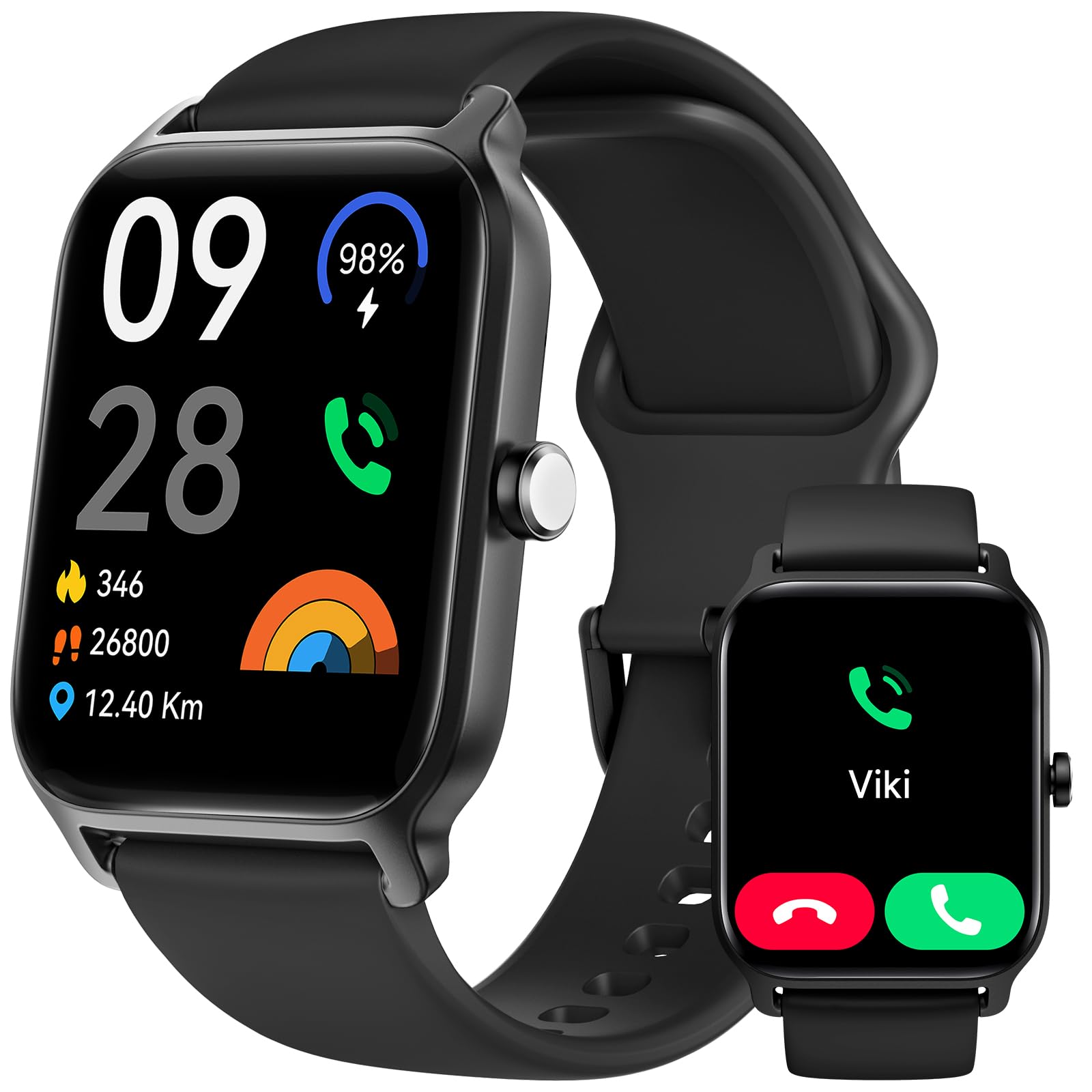Yoever スマートウォッチ 2024最新 Bluetooth通話付き iPhone対応&アンドロイド対応 1.8インチ大画面 Smart Watch Alexa音声 歩数計 活動量計 Line/Twitter/Eメール/着信＆メッセージ通知 100…