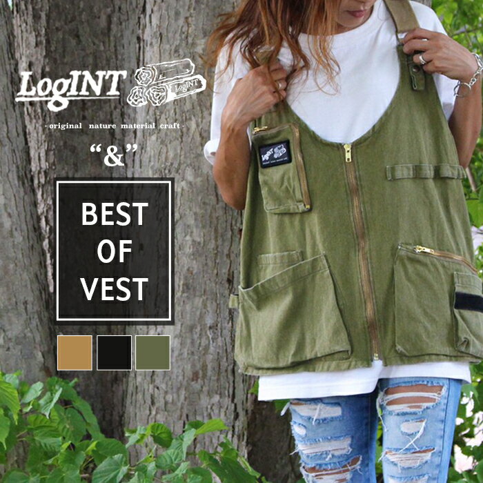 アウトドアベスト 『“＆”BEST OF VEST』LogINT ログイン キャンプベスト キャンパー ユニセックス メンズ レディース 高機能 収納15種 DIY 私服 高見え レザー 本革 おしゃれ レトロ エプロン デザイン かわいい 作業着 実用性 デザイナー