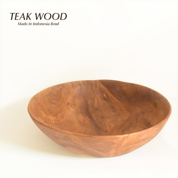 木製 サラダ ボウル 木製 食器 ボウル カフェ プレート チークウッド Teak Wood おしゃ ...