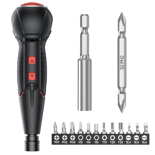 AAL 電動ドライバー 小型 携帯 手持ち Type-C USB充電式 人間工学設計 滑り止め 軽量 手動兼用 高輝度L..