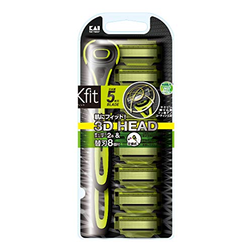 貝印 Xfit カミソリ 替刃 8個付 メンズ 剃刀 ひげそり T字 5枚刃