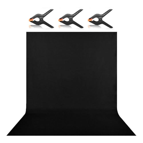 Hemmotop 背景布 黒 暗幕 遮光 厚手 1.5x2.0m 強力クリップ3点付き バックペーパー 布 透けない 無反射..