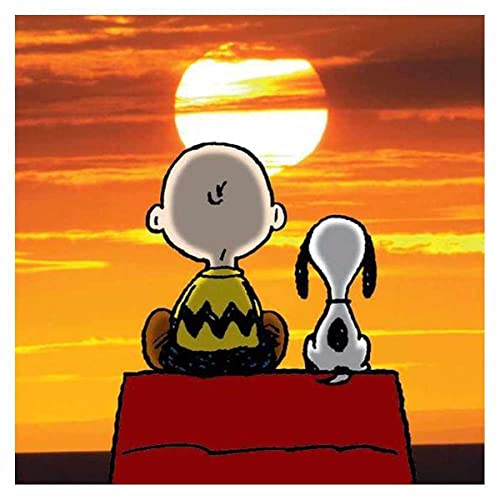 クロスステッチキット ダイヤモンドの絵画 チャーリーとブラウンと犬ダイヤモンド塗装 ダイヤモンドア..