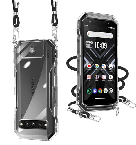 Rakuten - TORQUE G06 ケース クリア ショルダー 耐衝撃 全面保護 京セラ TORQUE G06 KYG03 ケース カバー ストラップ付き調節可能 スマホケース 肩掛け 斜めかけ 縄掛けケース 携帯カバー 紐付き TPU 柔軟 薄型 軽量 取り外し可能 落下防止