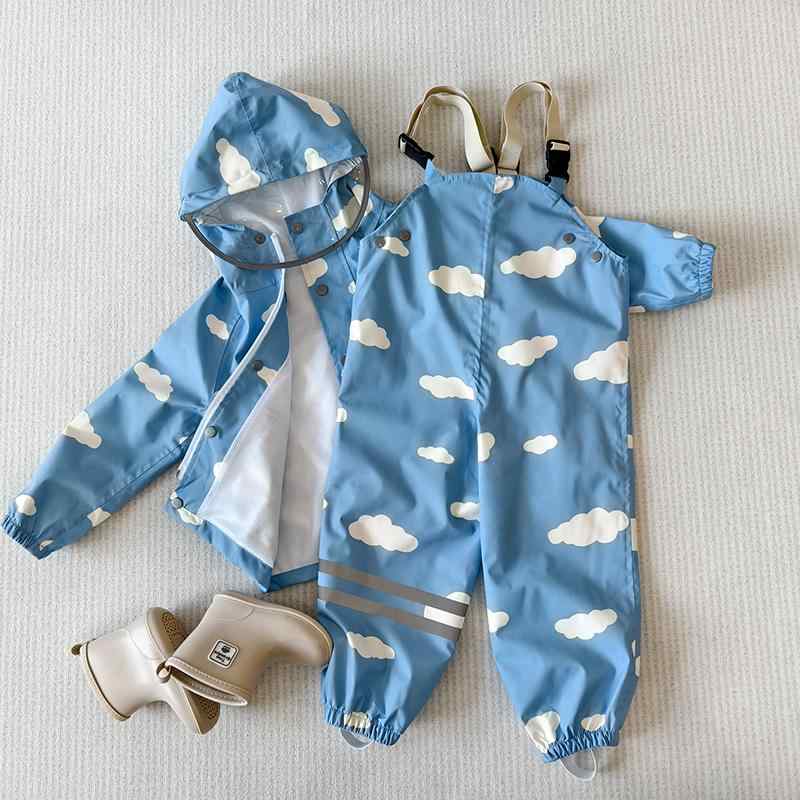 Rakuten - レインコート キッズ カッパ 韓国 子供用 幼児用 セパレート 雨具 防水 レインポンチョ セット サロペット