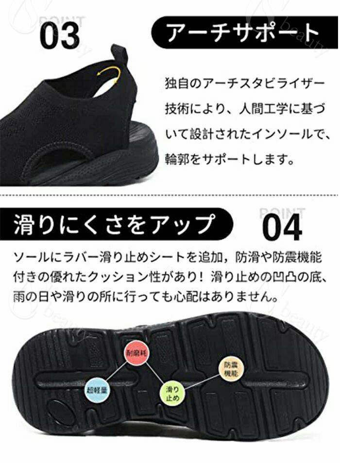 軽量 オープントゥ 厚底 メッシュ 通気性抜群 疲れにくい レディース ナースサンダル 外反母趾対応 クッション性 安定感 歩きやすい 痛くない 夏用 ウォーキング リラックス 仕事用 靴 reves-2021-10013432 田野商店楽天市場店 サンプル画像3