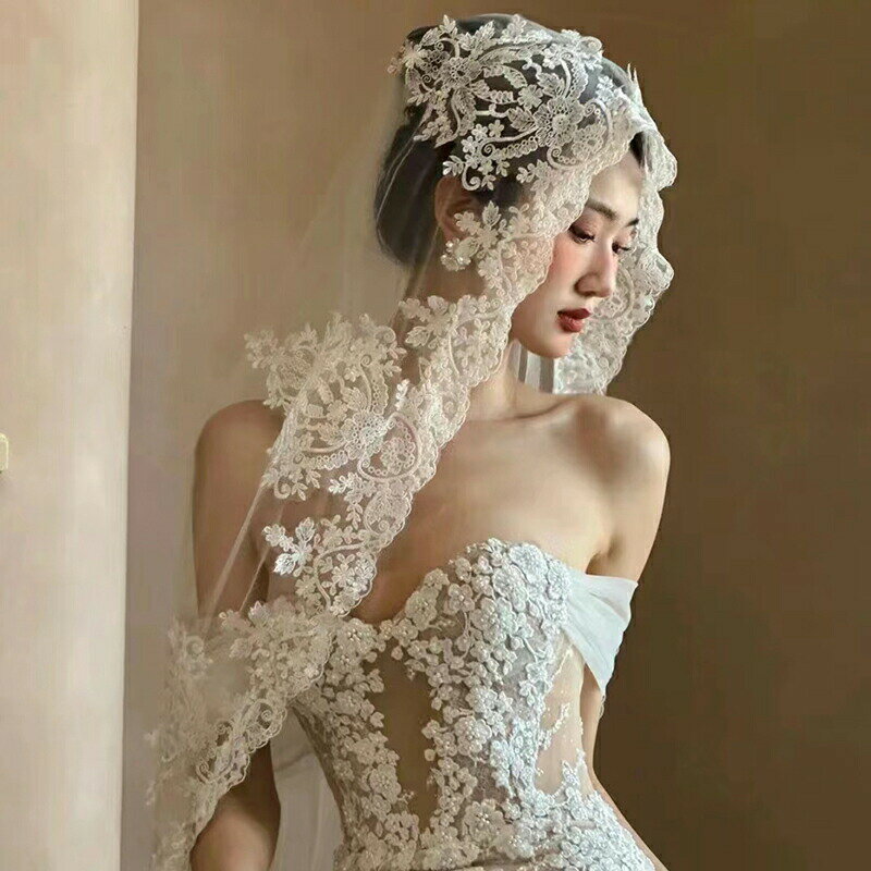 Rakuten - 3サイズ ウエディングベール ウェディングベール ロングベール レース 刺繍 マリアベール ブライダル 結婚式 二次会 披露宴 花嫁 前撮り v ヘッドドレス ヴェール オフホワイト