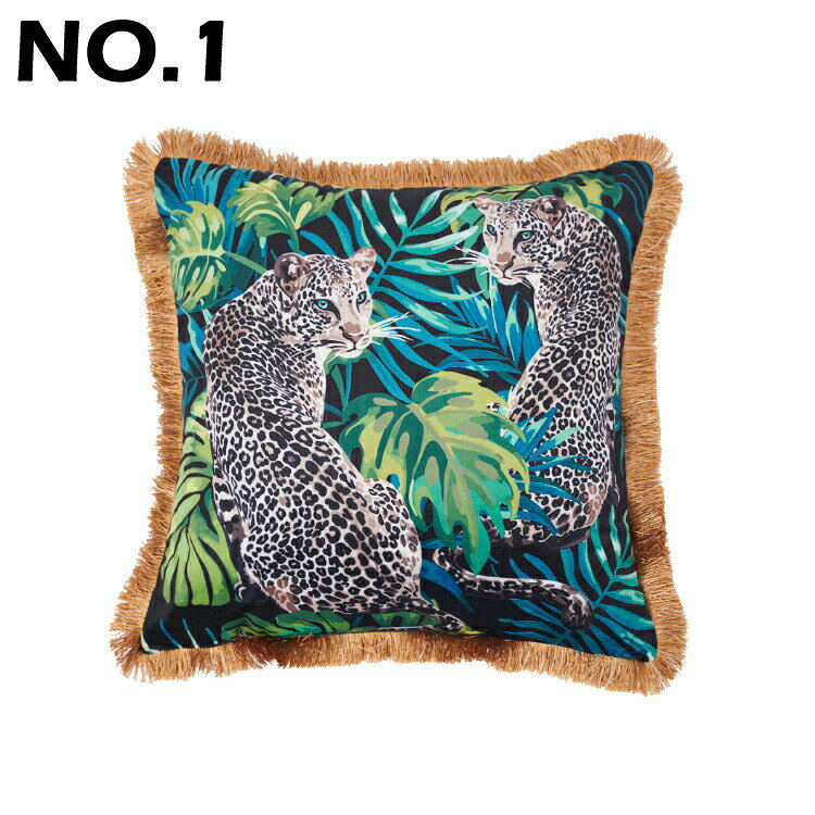 クッションカバー 45×45cm 50×50 フリンジ ヒョウ 高級感 正方形 グリーン 北欧 50*50 イースター 高品質 ナチュラル カジュアル 夏 かわい 模様替え インテリア [2]