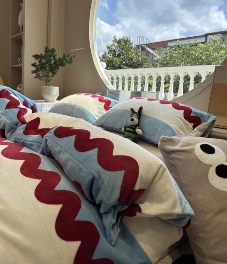 寝具カバーセット プレゼント 防寒対策 静電気防止 布団カバーセット 可愛い レトロ 波柄 厚手 暖かい 子供 大人 フランネル ふわふわ シングル 掛け布団 4点セット 3点セット ダブル