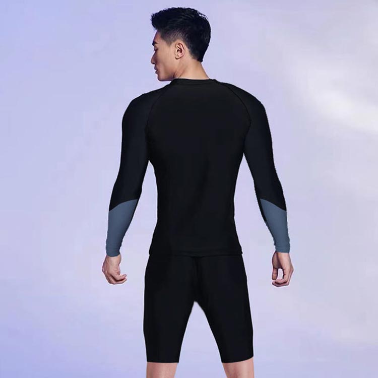 田野商店楽天市場店のメンズ 水着 上下セット ラッシュガード 長袖 Tシャツ ハーフパンツ ストレッチ セパレートタイプ 紫外線対策 日焼け予防 プール 海 海水浴 フィットネス スポーツウェア サーフィン｜アングル2