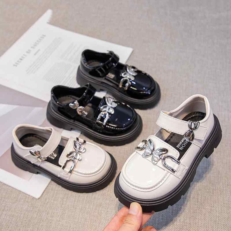 フォーマルシューズ キッズ 女の子 子供用 ローファー プリンセス リボン マジックテープ フラットソール PUレザー レトロ風 滑り止め 耐摩耗 発表会 演奏会 オー 七五三 結婚式 入学式