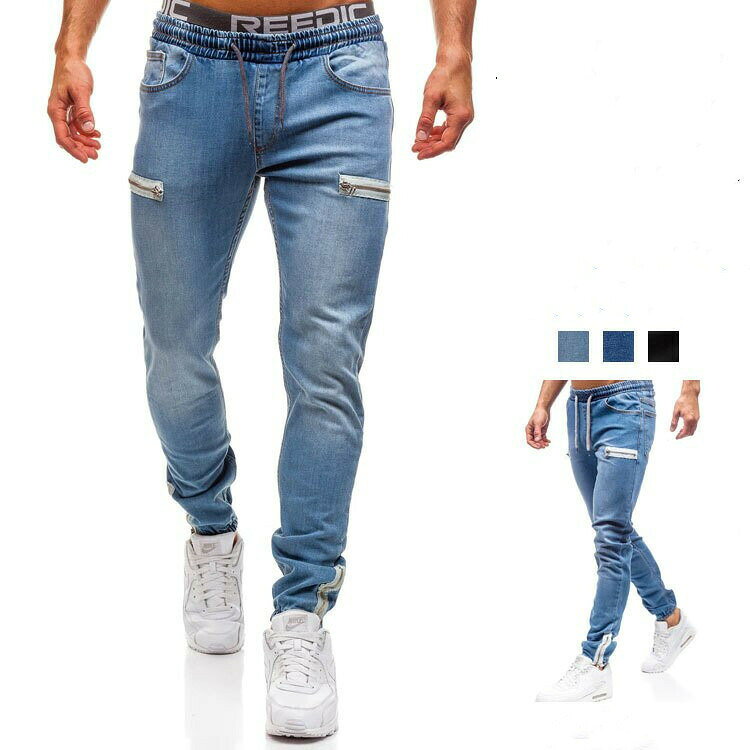 Rakuten - ジーンズ デニムパンツ ストレッチ スウェット デニム ジーパンロングパンツ 裾ファスナー メンズ