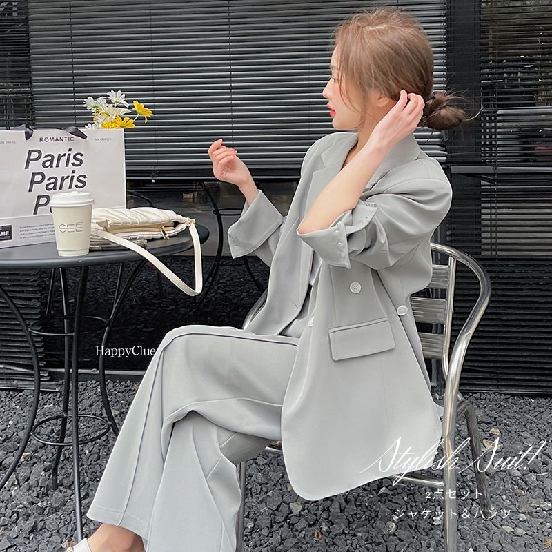 Pants Suit - セットアップ おしゃれ 春 パンツスーツ カジュアル スーツセット レディース 事務服 スーツ フォマール OLオフィス ビジネス 通勤 謝恩会 二次会 セレモニー ママスー 母親 30代40代50代