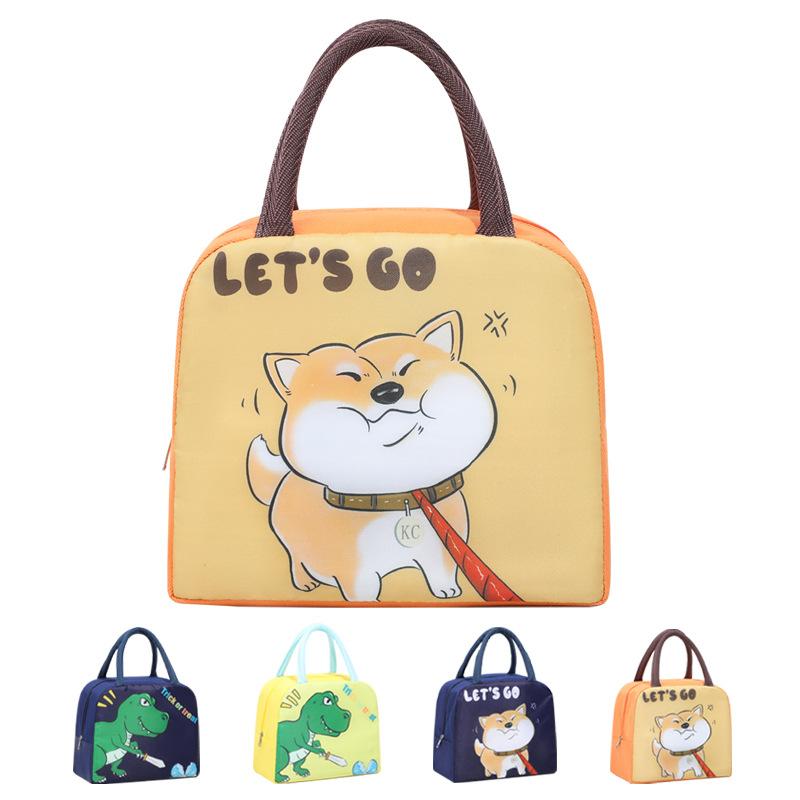 Rakuten - ランチバッグ 子供用 通勤 通学 ピクニック アウトドア かわいい 恐竜 キャラクター 大容量 保温保冷 収納 手提げ 布製 お弁当入れ ポータブル