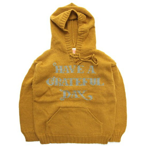HAVE A GRATEFUL DAY ハブアグレイトフルデイ|WOOL KNIT HOODIE (イエロー)(ペルーニット) HAVE A GRATEFUL DAY ハブアグレイトフルデイ|WOOL KNIT HOODIE (イエロー)(ペルーニット)