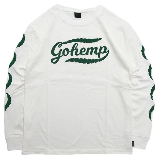 GOHEMP ゴーヘンプ｜LEAF LOGO L/SL TEE (ナチュラル)(やや厚手のTシャツ生地 ロンT)