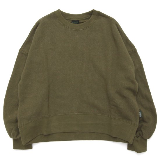 GOHEMP ゴーヘンプ｜レディース RECTANGLE CREW (ドライドハーブグリーン)(スウェット パフスリーブ)