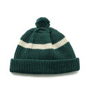 ROTOTO ロトト|STRIPE POMPOM BEANIE (ダークグリーン)(ポンポン付きビーニー)