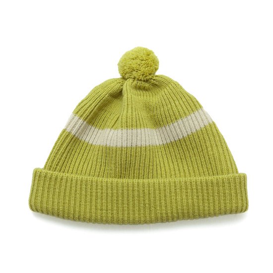 ROTOTO ロトト|STRIPE POMPOM BEANIE (ピスタチオ)(ポンポン付きビーニー)