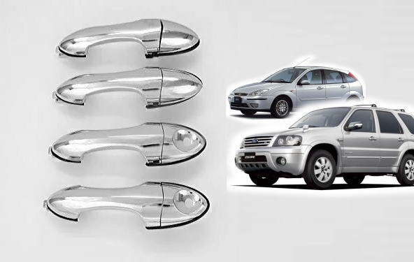 マツダ トリビュート / フォード エスケープ フォーカス メッキアウタードアハンドル 純正交換タイプ 4ピース鍵穴2// アウターハンドル アウタードアハンドル アウトサイドハンドル アウトサイドドアハンドル ドアノブ メッキハンドル