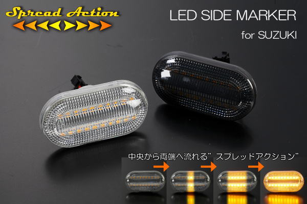 【REIZ(ライツ)】 スプレッドアクション JB64W/JB23Wジムニー JB74W/JB43Wジムニーシエラ LEDサイドマーカー 左右セット //スズキ汎用/SUZUKI汎用/サイドターンランプ/フェンダーマーカー/AZオフロード/ジムニーワイド(JB33W)