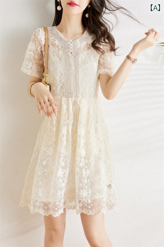 白い レースの ドレス 女性の 夏 2024 新しい スタイル 緩い 痩 身 気質 サスペンダー 2 点 セット a ライン 妖精 スカート