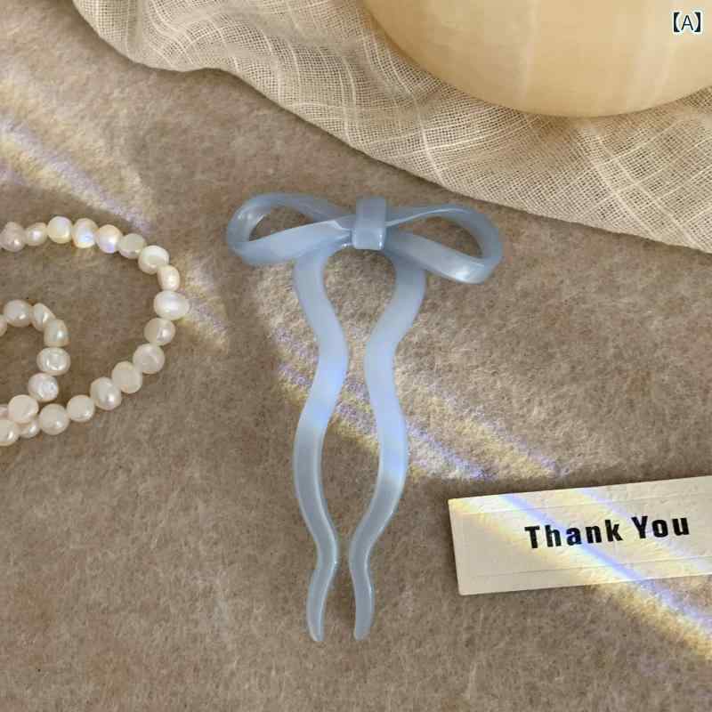 2024年の 新しい バレエ スタイルの 弓 アセテート ヘア ピン、 甘い 気質と 中国 風の U 字型 ヘア ピン、 髪を 後 頭部で 結んだ 女性用