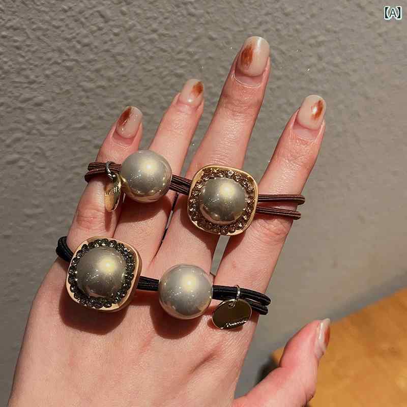 東大 門 ハイ エンド パール ヘッド バンド 女性の 2024 新しい ヘア ネクタイ ゴム バンド ヘア バンド ヘア バンド高 ポニーテール ボール 頭 飾り