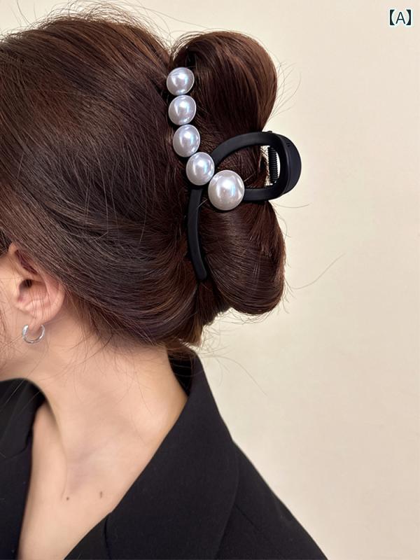 キャッチが とても 上手です〜 絶妙な パール クリップ 女性の 2024年 新しい 後 頭部用 ヘア クリップ 気質と 高級 サメ クリップ 帽子
