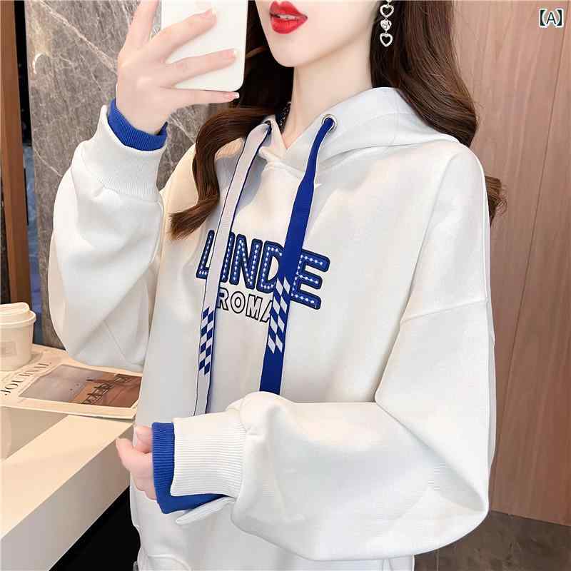 大きい サイズの 女性の 偽 ツーピース フード 付き スウェットシャツ 女性の 秋の 服 2022 新作 春と 秋の 薄い 緩い 初秋の トップ ジャケットのサムネイル