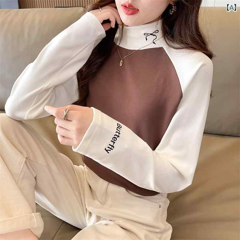 ドイツの ベルベットの タートルネックの 厚い ボトム シャツ、 女性の 秋 冬 2023 新しい スリムフィットと スタイリッシュな インナー 暖かい 長袖 T シャツ トップ