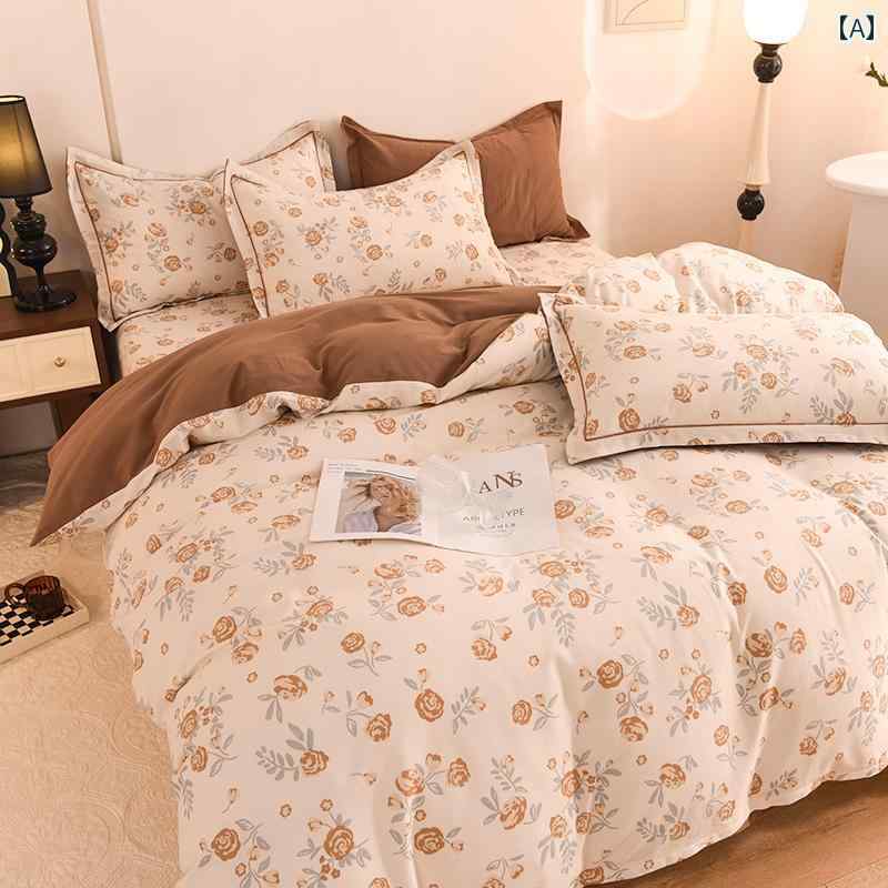 オーダーメイド 綿 増 粘 起 毛 4点 セット 純 綿 掛け布団 カバー 掛け布団 カバー 畳 高低 ベッド バッグ セット スプライシング ベッド