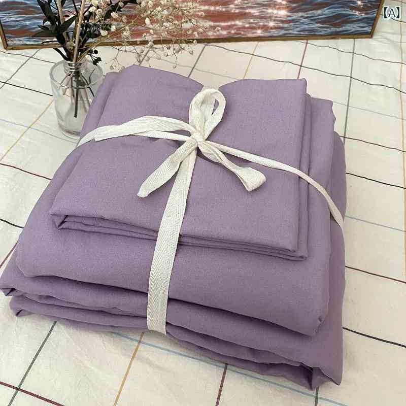 イン 文学 ブロガー スタイル ロマンチックな パープル ウォッシュ コットン 4 ピース ベッド シーツ キルトカバー 日本製 無地 3 ピース ドミトリー セット 3