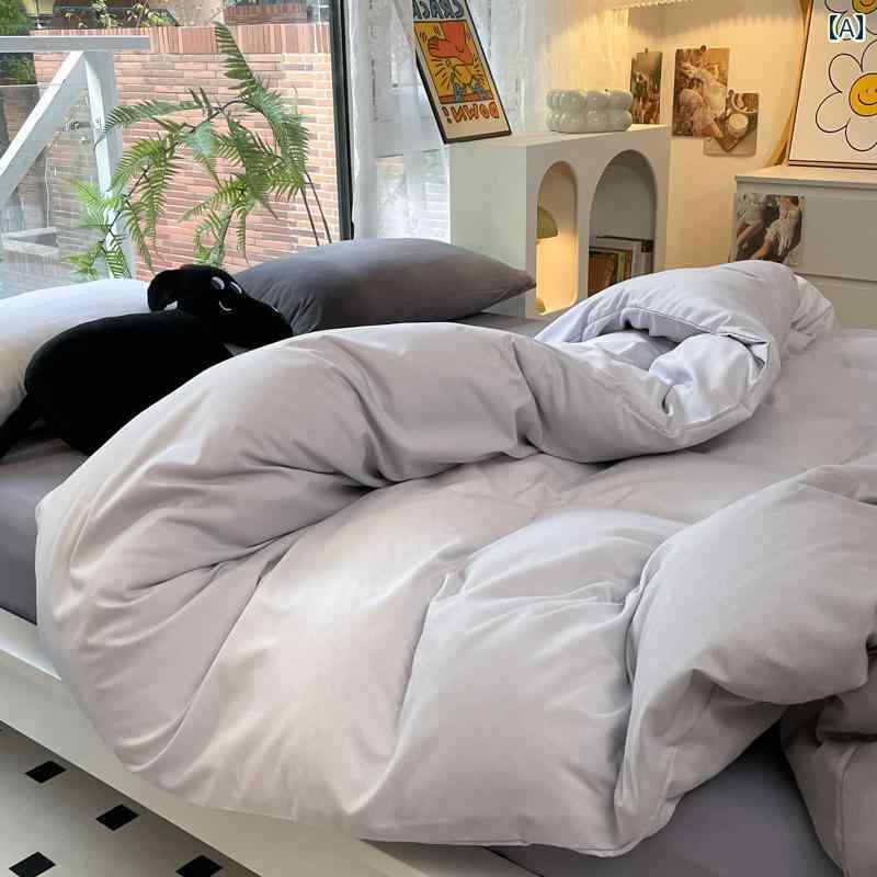 北欧 シンプルな スタイルの グラデーション 洗浄 綿 4 ピース ベッド シーツ セット 男の子と 女の子の ための 1 . 5 メートル キルトカバー ベッド シーツ 3 ピース 寮 セット