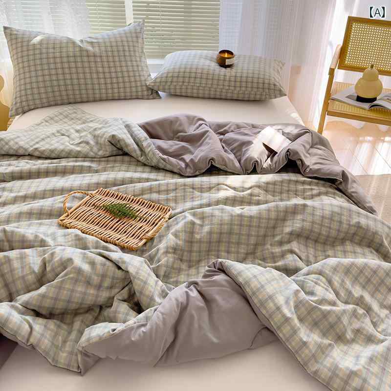 和風 イン スーパー ソフト レトロ ミルク コーヒー小 グリッド 夏 クール キルト 夏 薄い キルト 洗浄 綿 エアコン キルト シングル ダブル