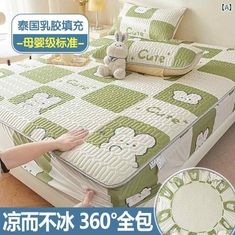夏 ラテックス マット ベッド シート シングル ピース アイス シルク ベッド カバー 3 点 セット シモンズ マットレス プロテクター 2024新 スタイル