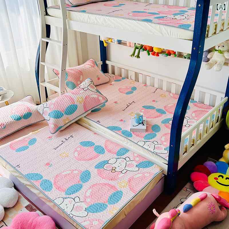 ラテックス マット 3点 セット 子供用 アイス シルク マットと ボックス シーツ 夏用 エアコン マット 洗える・ 洗濯 機 洗い 可 2024新 スタイル